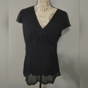 Studio Y Sleeveless Black V-Neck Blouse 90s Y2K